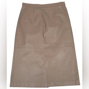 Pia Rucci GENUINE LEATHER A Line Skirt with Pockets Back Slit Korea Made Size 10